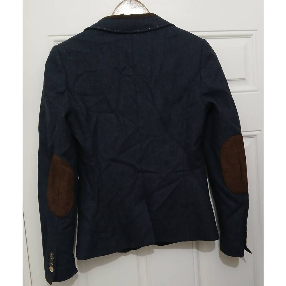 Ted baker womens US size 4 blazer blue 100% wool brown elbow patchwork - Picture 6 of 9